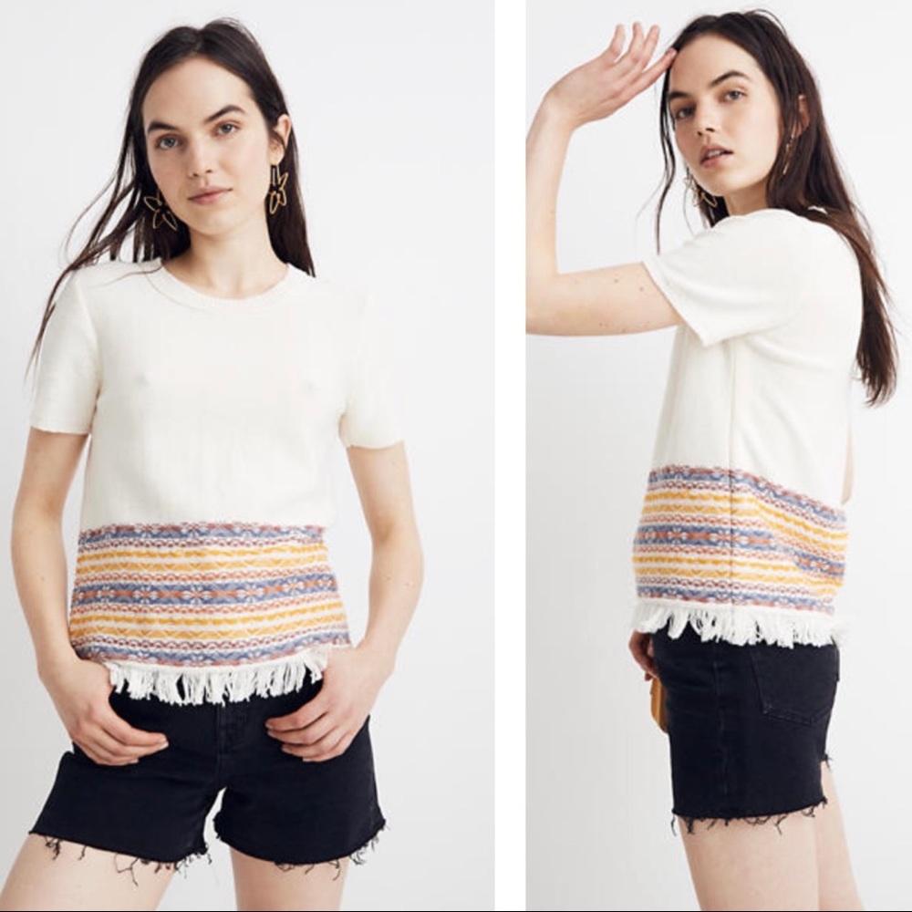 Madewell Fringed Jacquard Sweater Tee